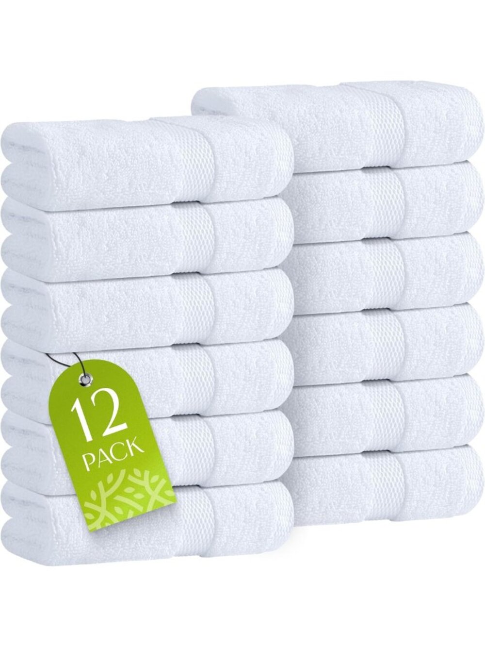 12 Pack White Washcloths - 600 GSM Soft, Highly Absorbent Cotton Shower Cloths